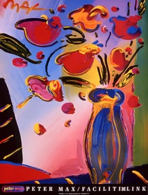 Peter Max, Faciliti-Link Flowers, 1997, Hand Signed, Official Edition Offset Lithograph