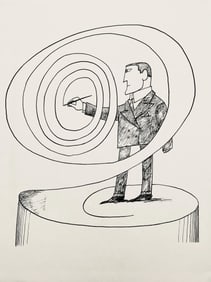 Saul Steinberg, Composition, Derriere le miroir, Limited Edition Lithograph