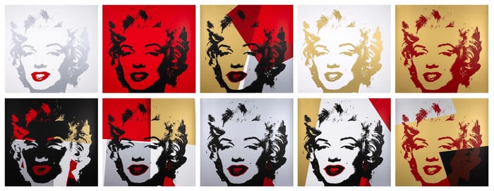 Andy Warhol, Golden Marilyn Monroe, Suite of Ten, Official Edition, Sunday B. Morning, Silkscreens