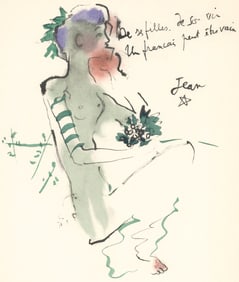 Jean Cocteau, Bacchante assise, Vins, Fleurs et Flammes, Limited Edition Lithograph