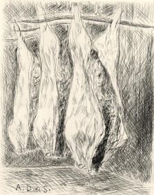 Andre Dunoyer de Segonzac, La boucherie des Halles, A La gloire a Paris, Limited Edition Etching