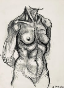 Ian Hornak, Renaissance Female Nude Figure Study, 1963, Original Drawing