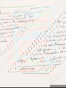 Jean Cocteau, Manuscrit, Souvenirs et portraits d'artistes, Limited Edition Lithograph