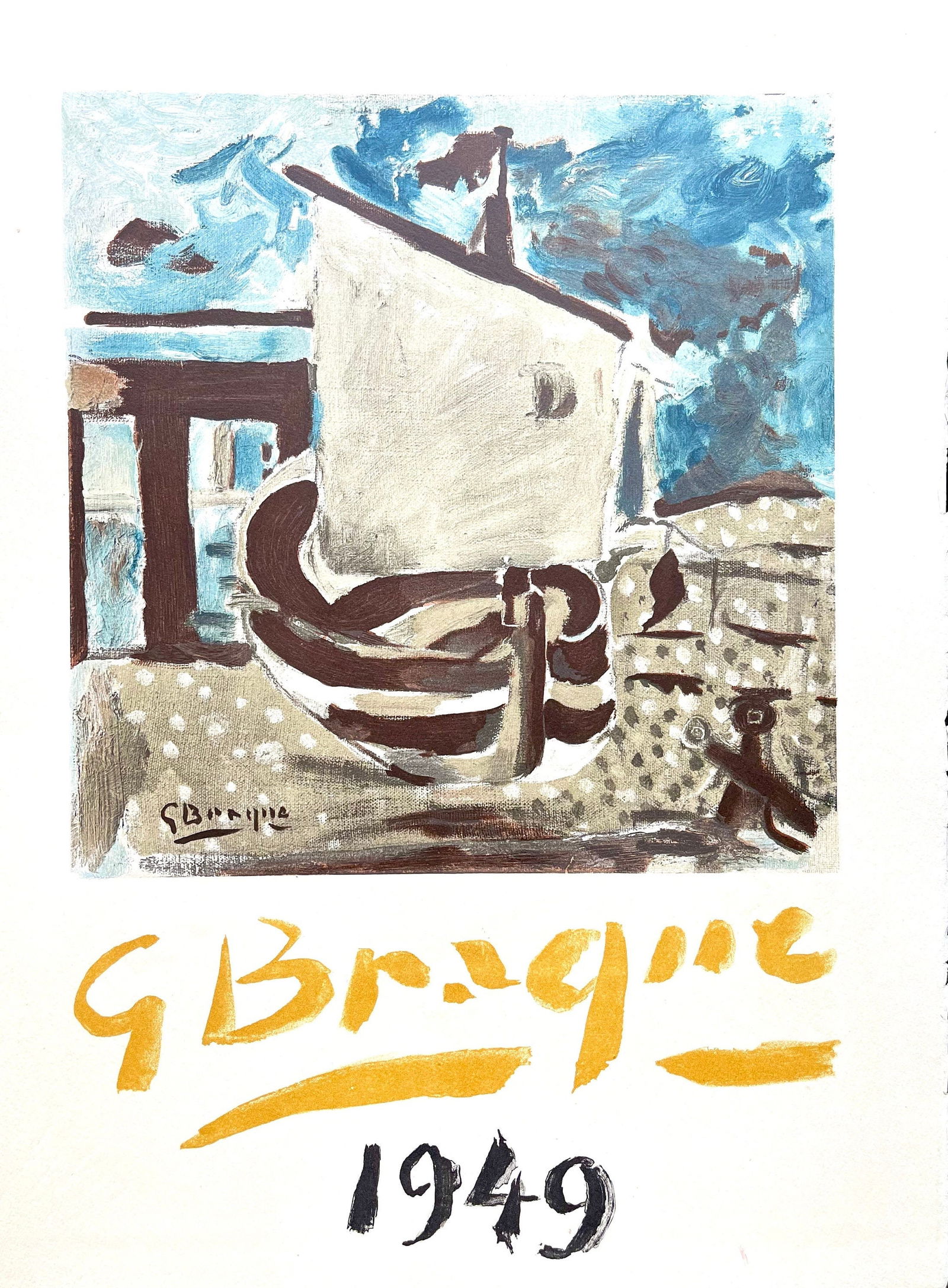 Georges Braque, Le bateau sur la greve, Une Aventure Methodique: Lithograph on velin d'Arches paper. Inscription: Unsigned and unnumbered. Good condition. Notes: From the folio, Une Aventure methodique, 1950; published by Fernand Mourlot, Paris, and Andre Sauret, P