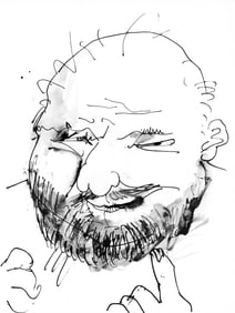 Pablo Picasso, Chauve, barbu et hilare, trait et lavis (Cramer 84; Johnson/Stein 77), Limited