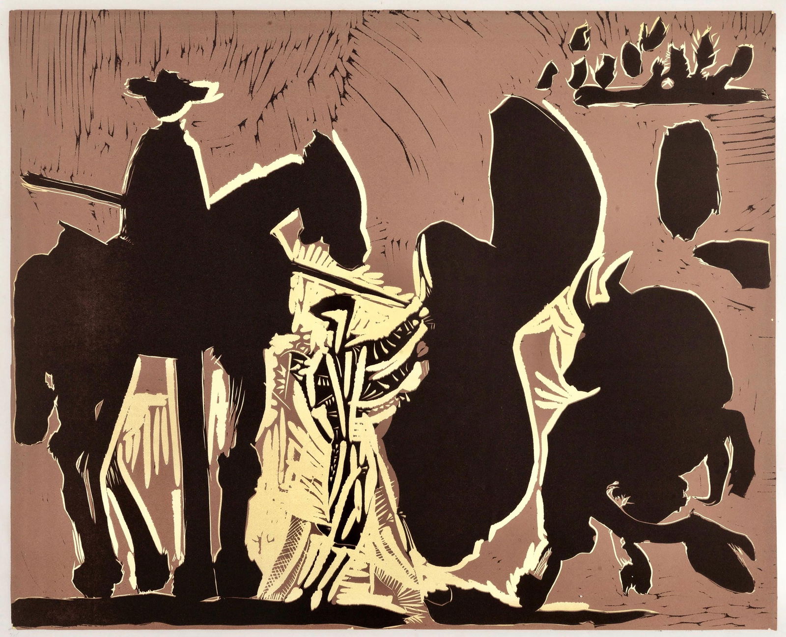 Pablo Picasso, Avant la pique (Orozco 214), Grabados al linoleo, Limited Edition Linocut (1 of 4)