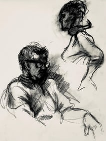 Ian Hornak, Female and Male Figure Study, 1963, Original Drawing