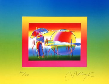Peter Max, Rainbow Umbrella Man on Blends, Hand Signed, Official Limited Edition Lithograph