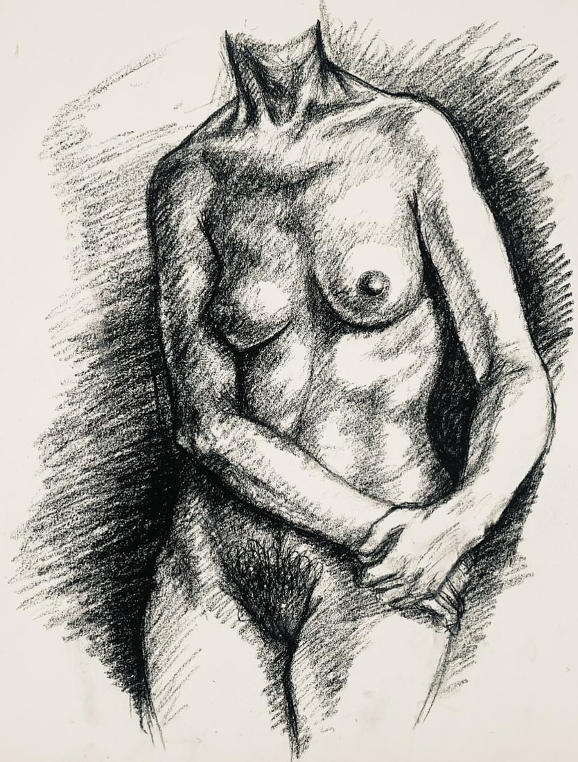 Ian Hornak, Renaissance Female Nude Figure Study, 1963, Original Drawing (1 of 4)