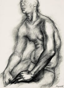 Ian Hornak, Renaissance Male Nude Figure Study, 1963, Original Drawing
