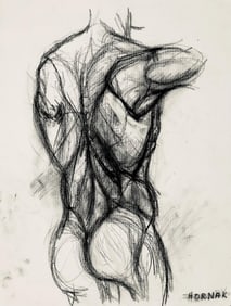 Ian Hornak, Renaissance Male Nude Figure Study, 1963, Original Drawing