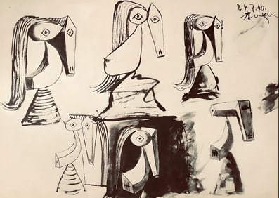 Pablo Picasso, Composition, Carnet de dessins de Picasso, Cahiers d'Art, Limited Edition Lithograph