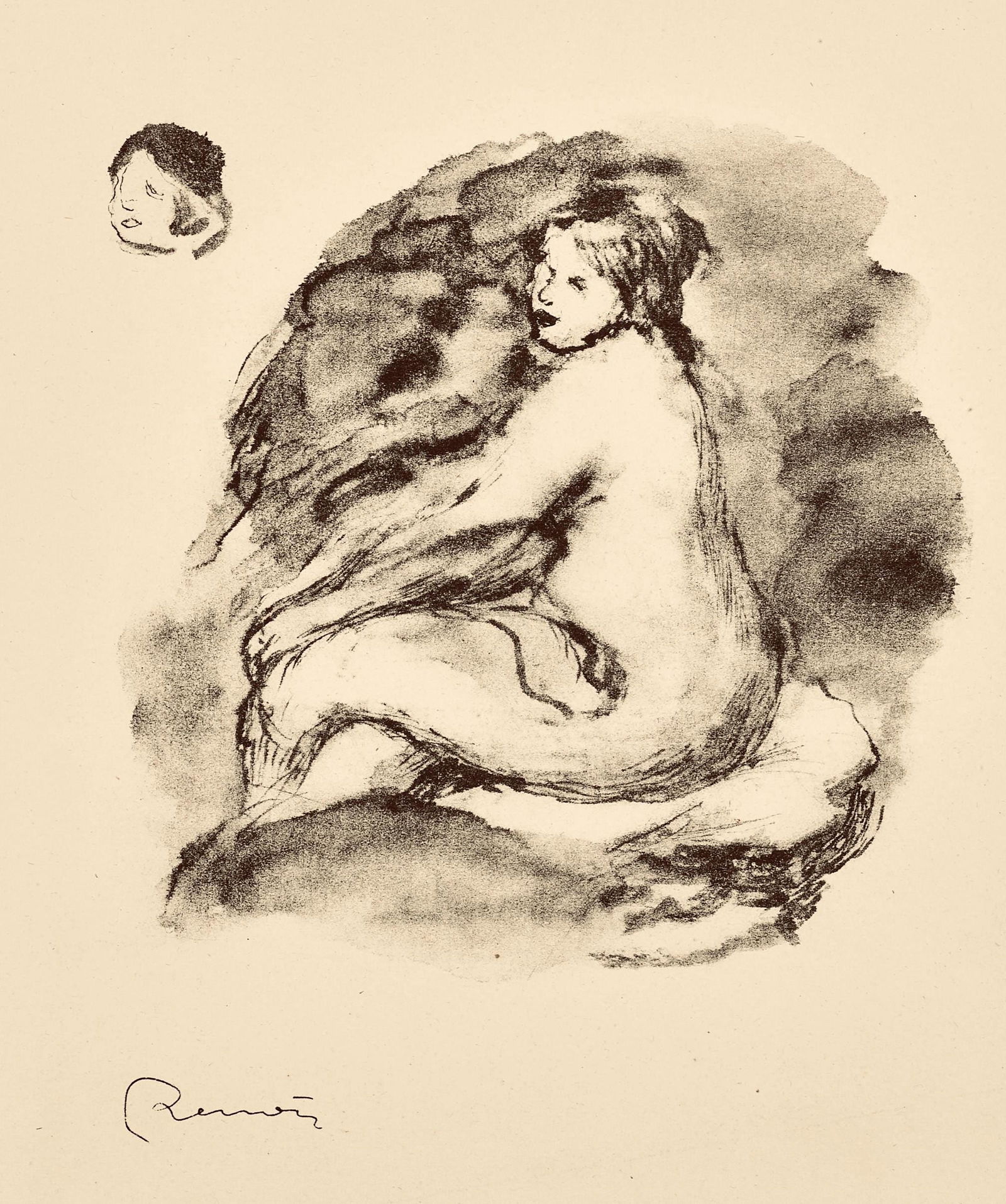 Pierre-Auguste Renoir, Femme nue assisse, Les Lithographies de Renoir, Limited Edition Lithograph (1 of 4)