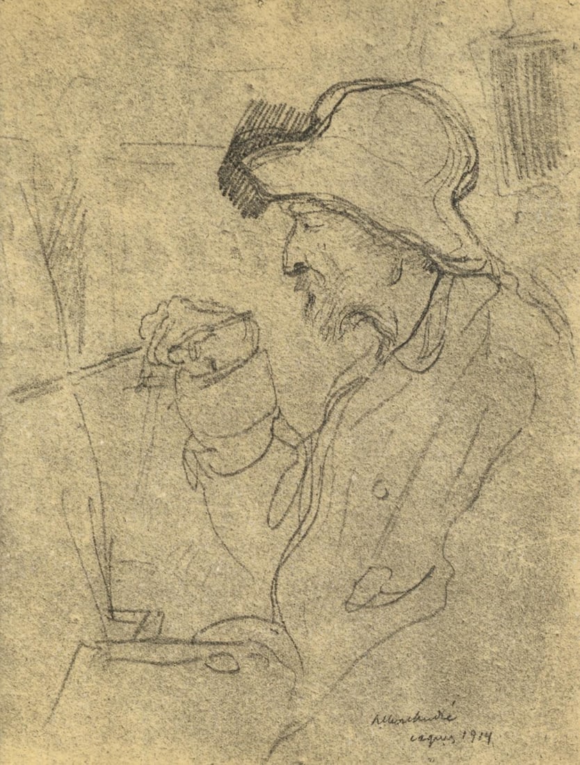 Albert Andre, Portrait de Auguste Renoir, Les Lithographies de Renoir, Limited Edition Lithograph: Lithograph on grand velin Renage filigrane a la marque de l'editeur paper. Inscription: Signed in the plate and unnumbered, as issued. Paper Size: 12.5 x 9.5 inches; image size: 9 x 6.75 inches. Excel