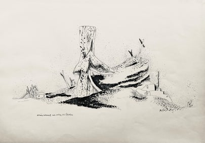 Jean Lurcat, derniers monuments aux victimes, huit dessins a la plume, Limited Edition Lithograph