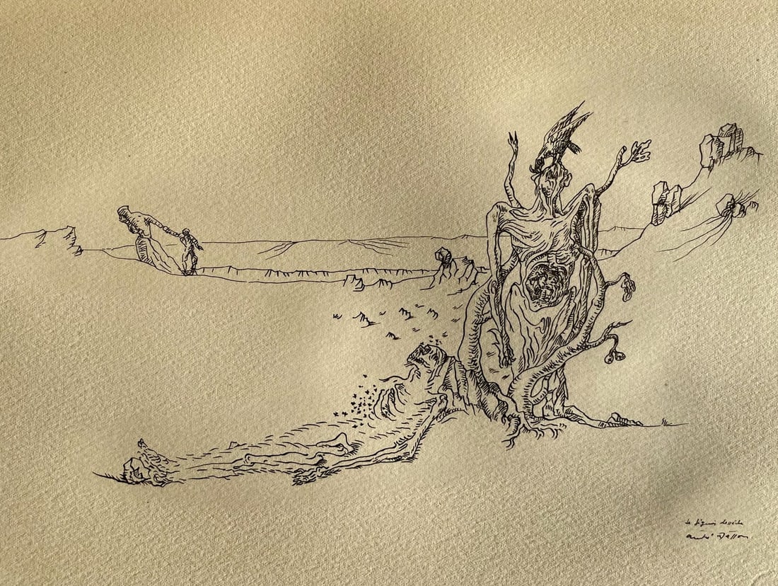 Andre Masson, Le figuier desseche, Masson Dessins, Limited Edition Lithograph: Lithograph on velin du Lana Papiers Speciaux paper. Inscription: unsigned and unnumbered. Paper Size: 12.5 x 9.75 inches. Excellent condition. Notes: From the volume, Masson Dessins, 1951. Published b