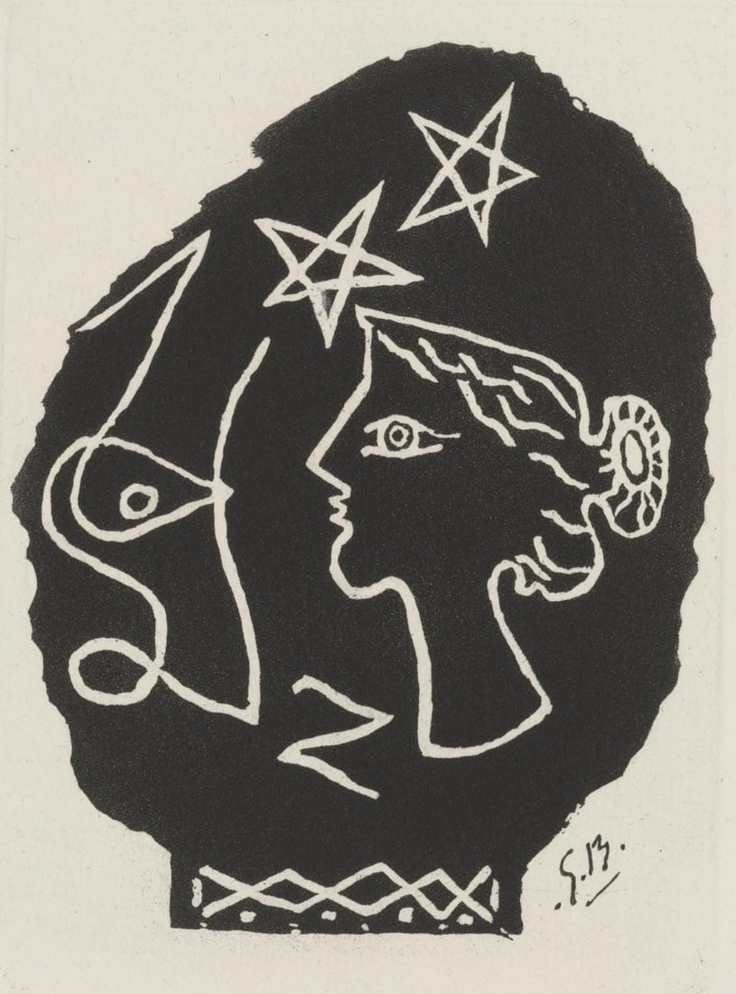 Georges Braque, Composition, Du cubisme, Limited Edition Etching: Etching on velin du Lana Papiers Speciaux pur fil paper. Paper Size: 10.0625 x 8.25 inches. Excellent condition. Inscription: Unsigned and unnumbered, as issued. Notes: From the album, Du cubisme, 194