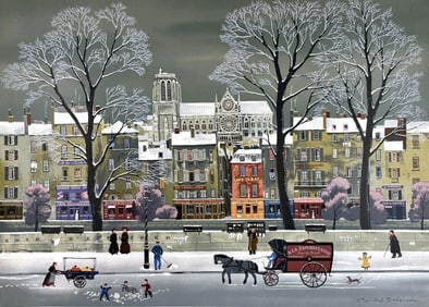 Michel Delacroix, La Neige sur la Seine, Limited Edition Lithograph