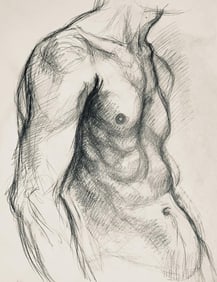 Ian Hornak, Renaissance Male Nude Figure Study, 1963, Original Drawing