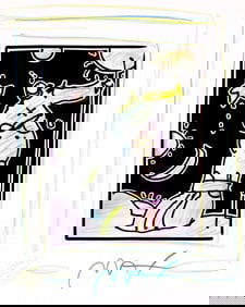 Peter Max, Sage with Cane III, Black and White Series, Hand Signed, Official Edition Mixed Media