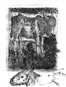 Pablo Picasso, Anes, sur une planche gravee (Cramer 84; Johnson/S. 77), 40 dessins de Picasso en