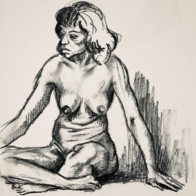 Ian Hornak, Renaissance Female Nude Figure Study, 1963, Original Drawing