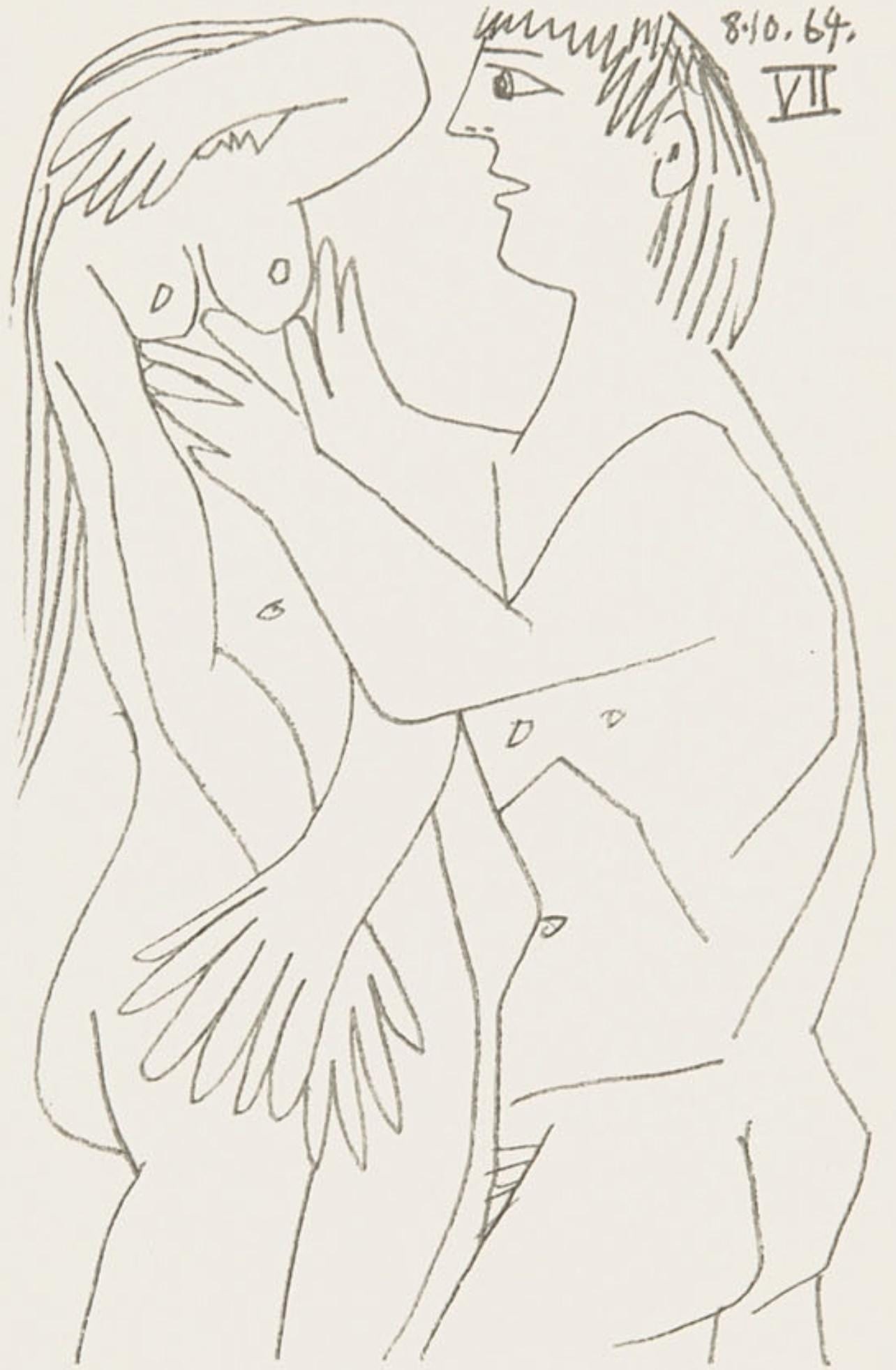 Pablo Picasso, 8.10.64. VII (Cramer 148), Le Gout du Bonheur, Limited Edition Mixed Media Lithograph (1 of 4)