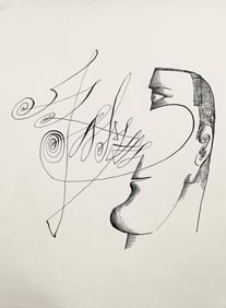 Saul Steinberg, Composition, Derriere le miroir, Limited Edition Lithograph
