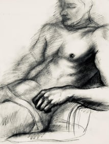 Ian Hornak, Renaissance Male Nude Figure Study, 1963, Original Drawing