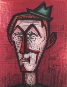 Bernard Buffet, Le clown au fond rouge, Lithographs 1952-1966, Limited Edition Lithograph