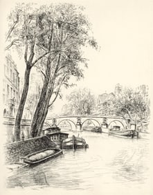 Robert Lotiron, Ile Saint-Louis, A La gloire a Paris, Limited Edition Etching