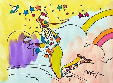 Peter Max, Superbly Free, Hand Signed, Mixed Media Watercolor and Silkscreen Painting