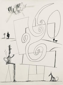 Saul Steinberg, Composition, Derriere le miroir, Limited Edition Lithograph