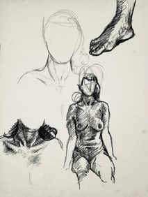 Ian Hornak, Renaissance Female Nude Figure Study, 1963, Original Drawing
