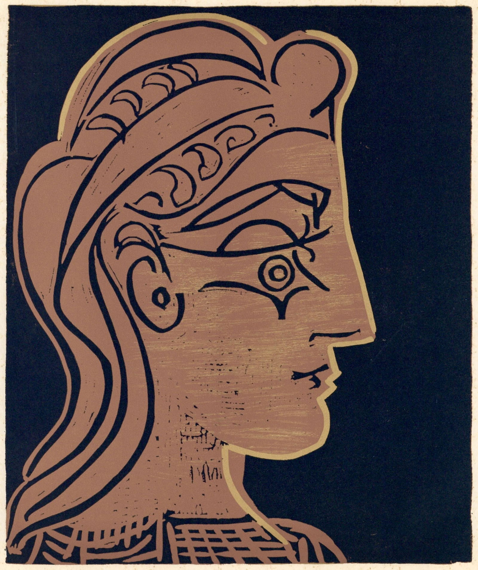 Pablo Picasso, Tete de Femme (Orozco 214), Grabados al linoleo, Limited Edition Linocut (1 of 4)
