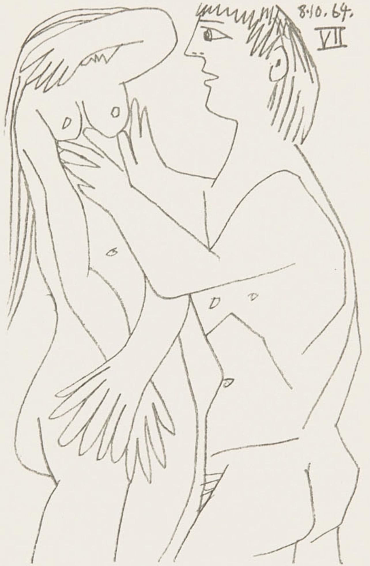 Pablo Picasso, 8.10.64. VII (Cramer 148), Le Gout du Bonheur, Limited Edition Mixed Media Lithograph (1 of 4)