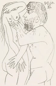 Pablo Picasso, 8.10.64. VI (Cramer 148), Le Gout du Bonheur, Limited Edition Mixed Media Lithograph