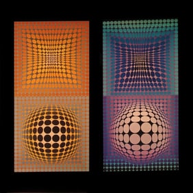 Victor Vasarely, Composition, Damier, Limited Edition Heliogravure