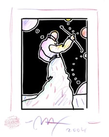 Peter Max, Sage with Cane, Black and White Series, Hand Signed, Official Edition Mixed Media