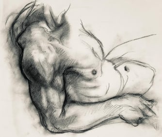 Ian Hornak, Renaissance Male Nude Figure Study, 1963, Original Drawing