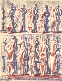 Henry Moore, Red and Blue Standing Figures (Cramer 36), XXe siecle, Limited Edition Lithograph