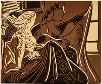 Pablo Picasso, Deux femmes pres la fenetre (Orozco 214), Grabados al linoleo, Limited Edition