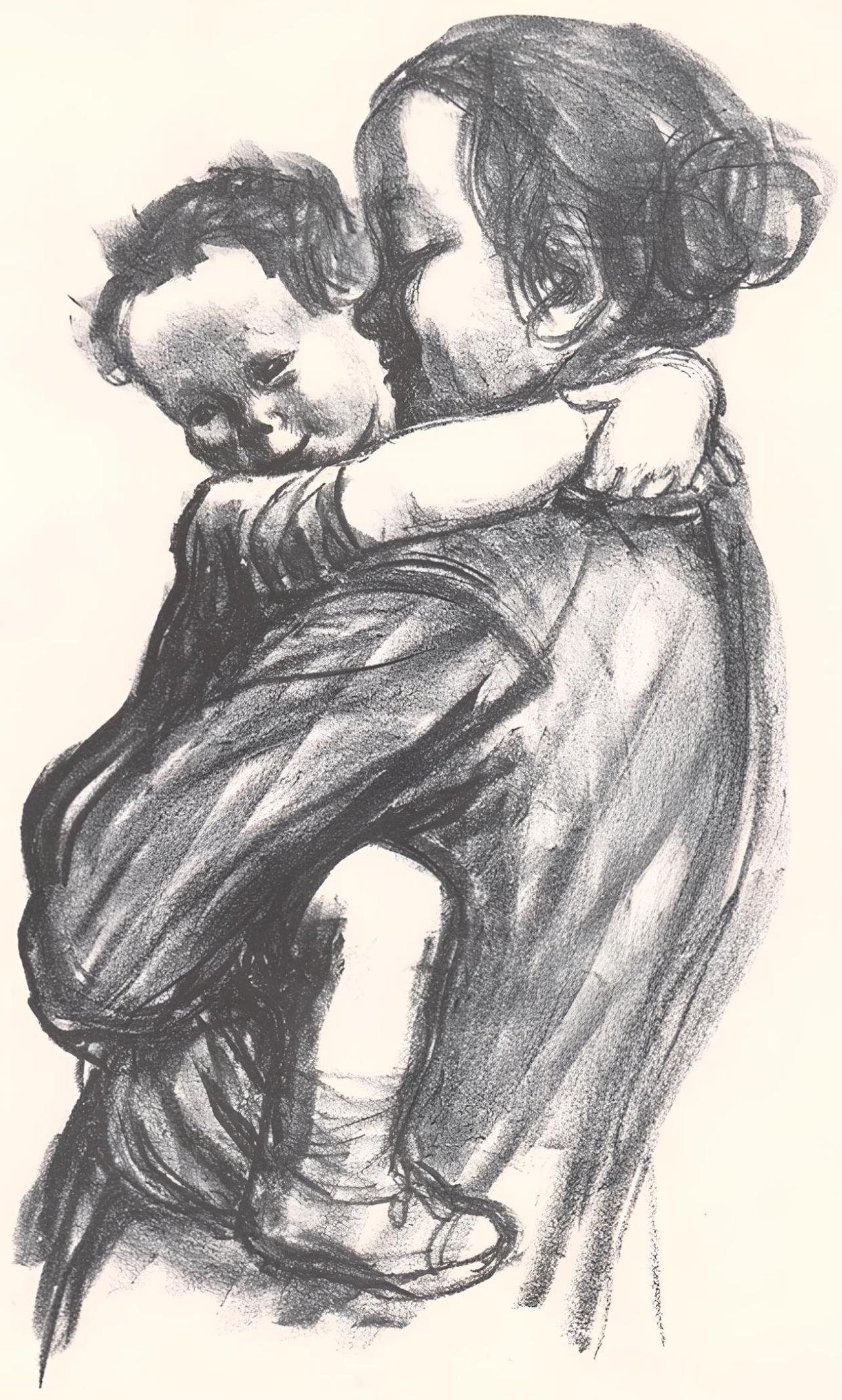 Kathe Kollwitz, Boy with Arms around Mother's Neck (Mutter mit Jungen, seine Arme um ihren Hals), (1 of 4)