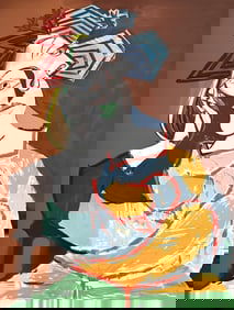 Pablo Picasso, Femme accoudee au drapeau bleu et rouge, Marina Picasso Collection, Official Limited