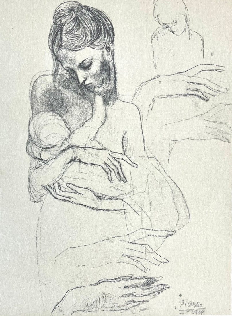 Pablo Picasso, Mother and Child (Orozco 95), Picasso: Fifteen Drawings, Limited Edition Lithograph (1 of 4)