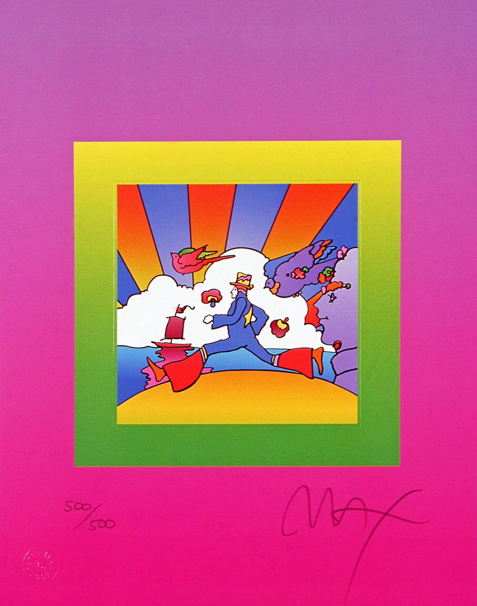 Peter Max, Cosmic Runner on Blends, Hand Signed, Official Limited Edition Lithograph (1 of 4)