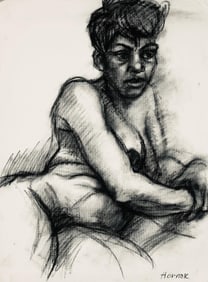 Ian Hornak, Renaissance Female Nude Figure Study, 1963, Original Drawing