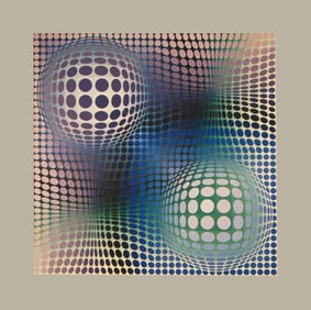 Victor Vasarely, Composition, Damier, Limited Edition Heliogravure