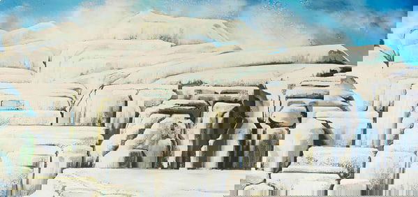 Lowell Nesbitt, Impossible Series (Mountain in Winter), Original Painting (78 x 104 inches)