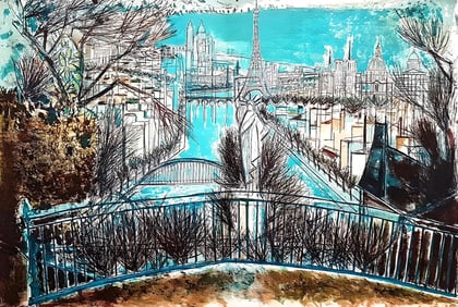 Edouard-Georges Mac-Avoy, Panorama de Paris, Au Temps de Paris Seine, Limited Edition Lithograph